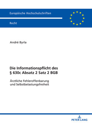 cover image of Die Informationspflicht des § 630c Absatz 2 Satz 2 BGB